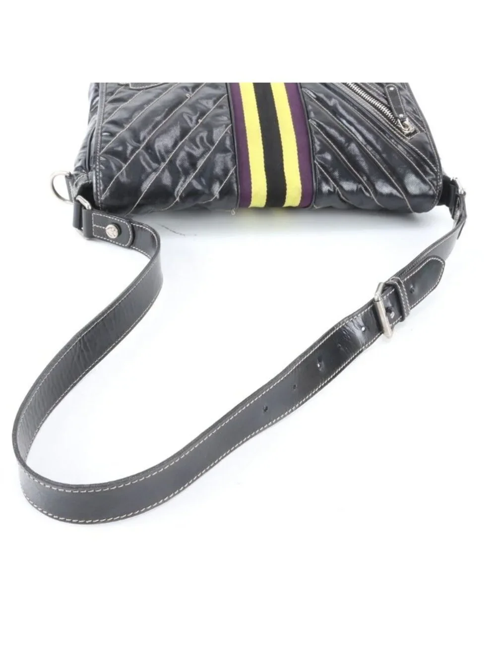 Gucci Crest Emblem Quilted Shoulder Bag Crossbody Messenger Business Black